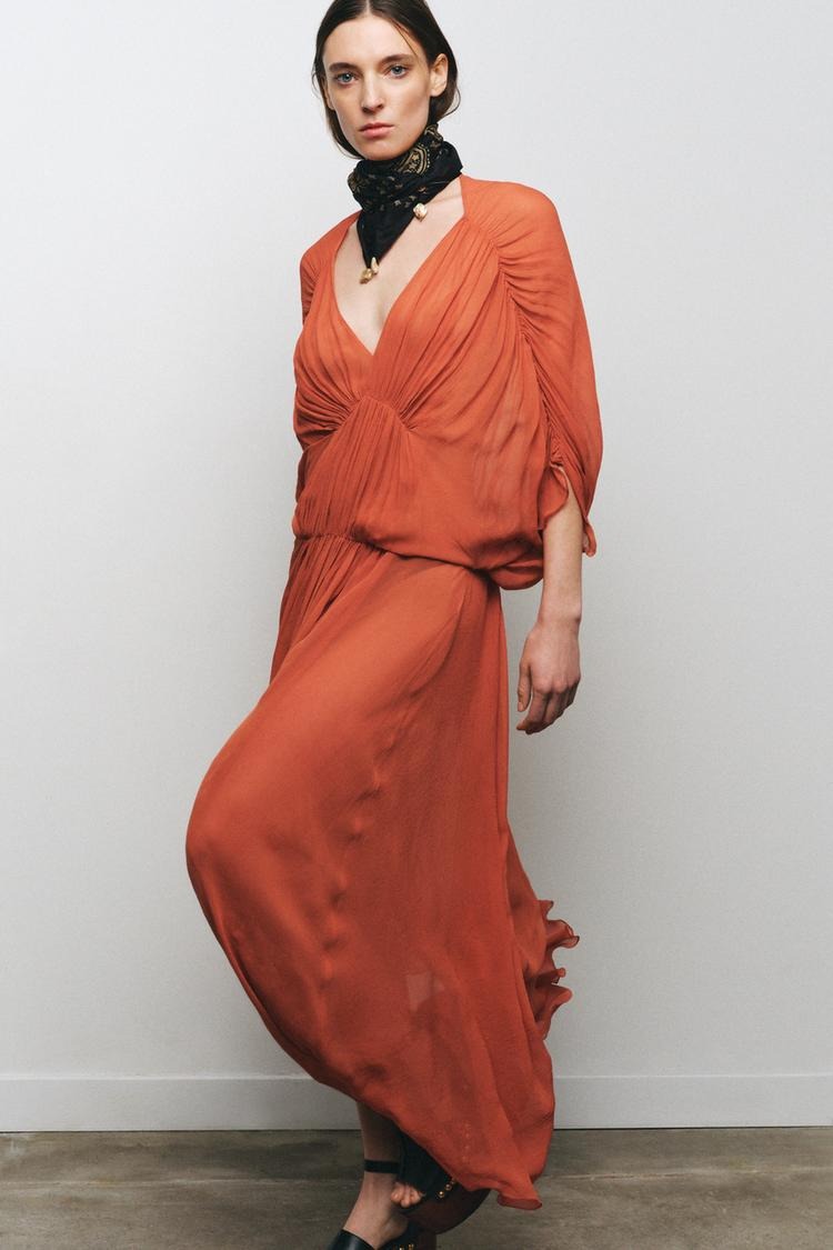 Draped Maxi Dress - Orange