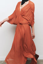 Draped Maxi Dress - Orange