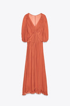 Draped Maxi Dress - Orange