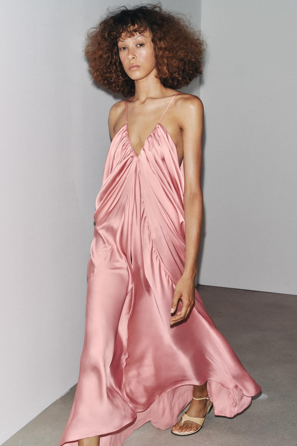 Satin Volume Maxi Dress