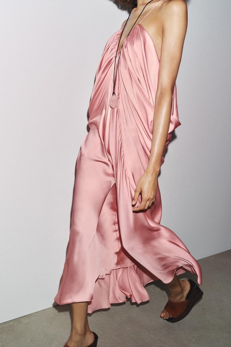 Satin Volume Maxi Dress