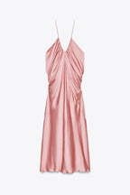 Satin Volume Maxi Dress