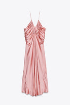 Satin Volume Maxi Dress