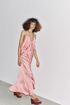 Satin Volume Maxi Dress