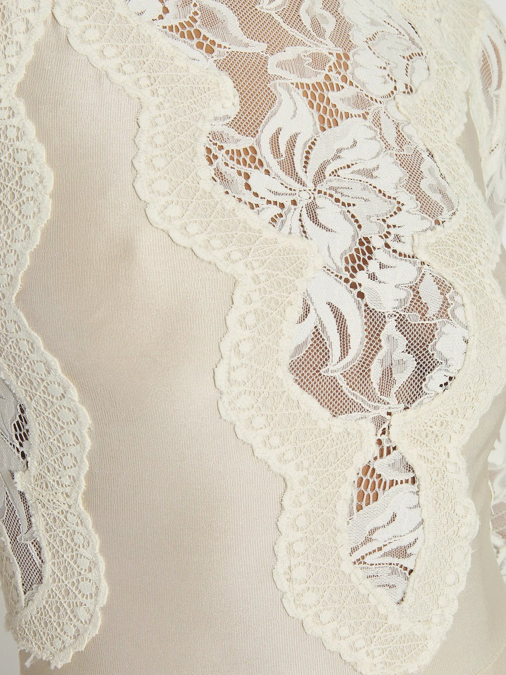 Ivory Long Dress in Lace and Jersey