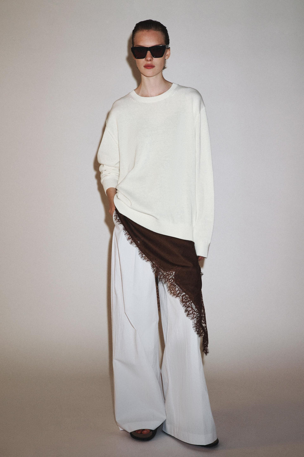 ASYMMETRIC LACE MINI DRESS