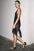 ASYMMETRIC LACE MINI DRESS