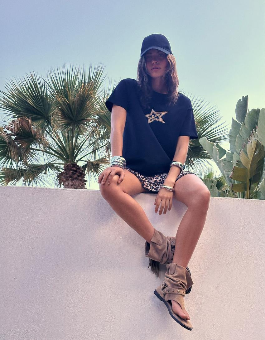 Plain short-sleeve T-shirt with print