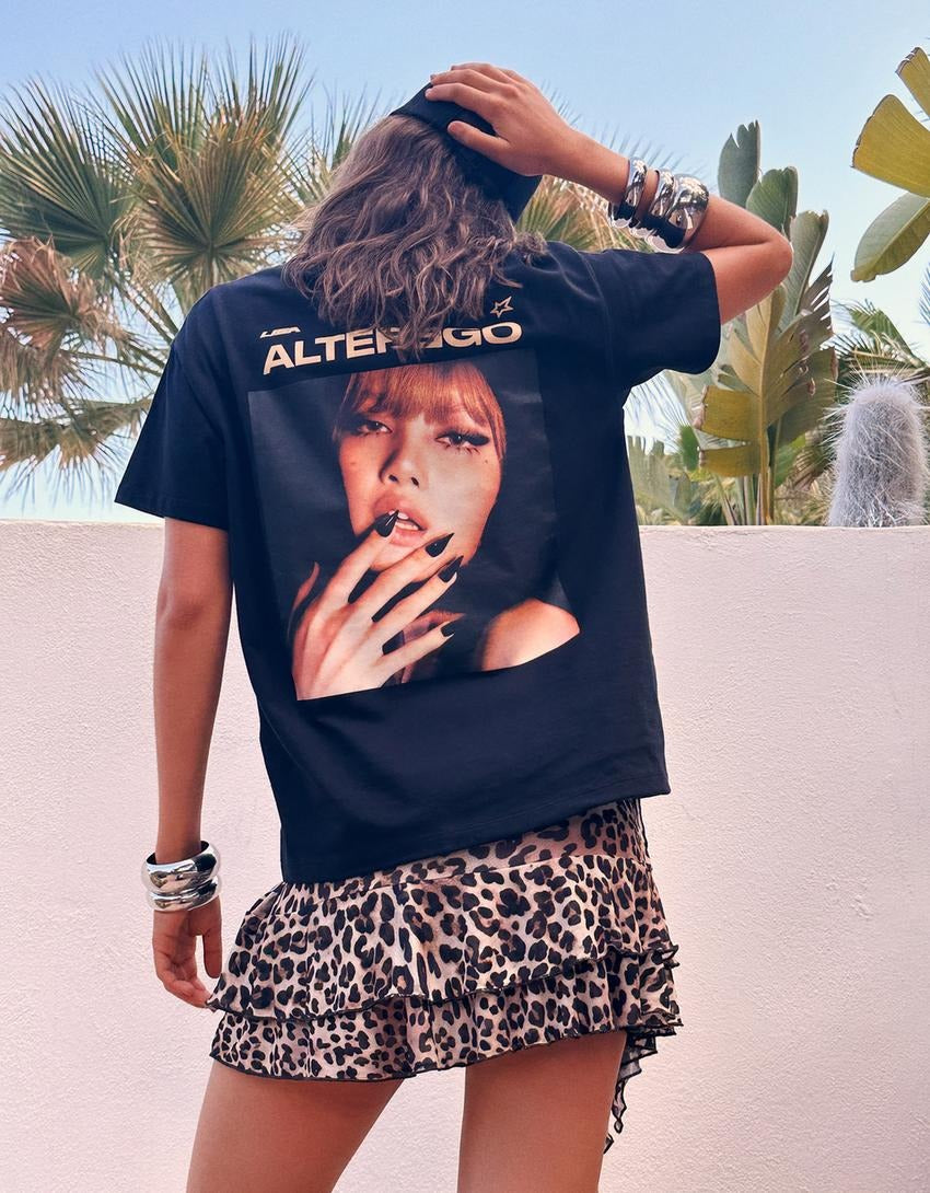 Plain short-sleeve T-shirt with print