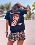 Plain short-sleeve T-shirt with print