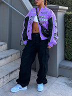 Printed casual loose long-sleeved jacket