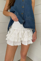 Ella Ruffle Skort - White