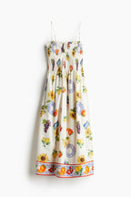 Summer Vibes Fruit & Flower Print Sundress Midi Dress
