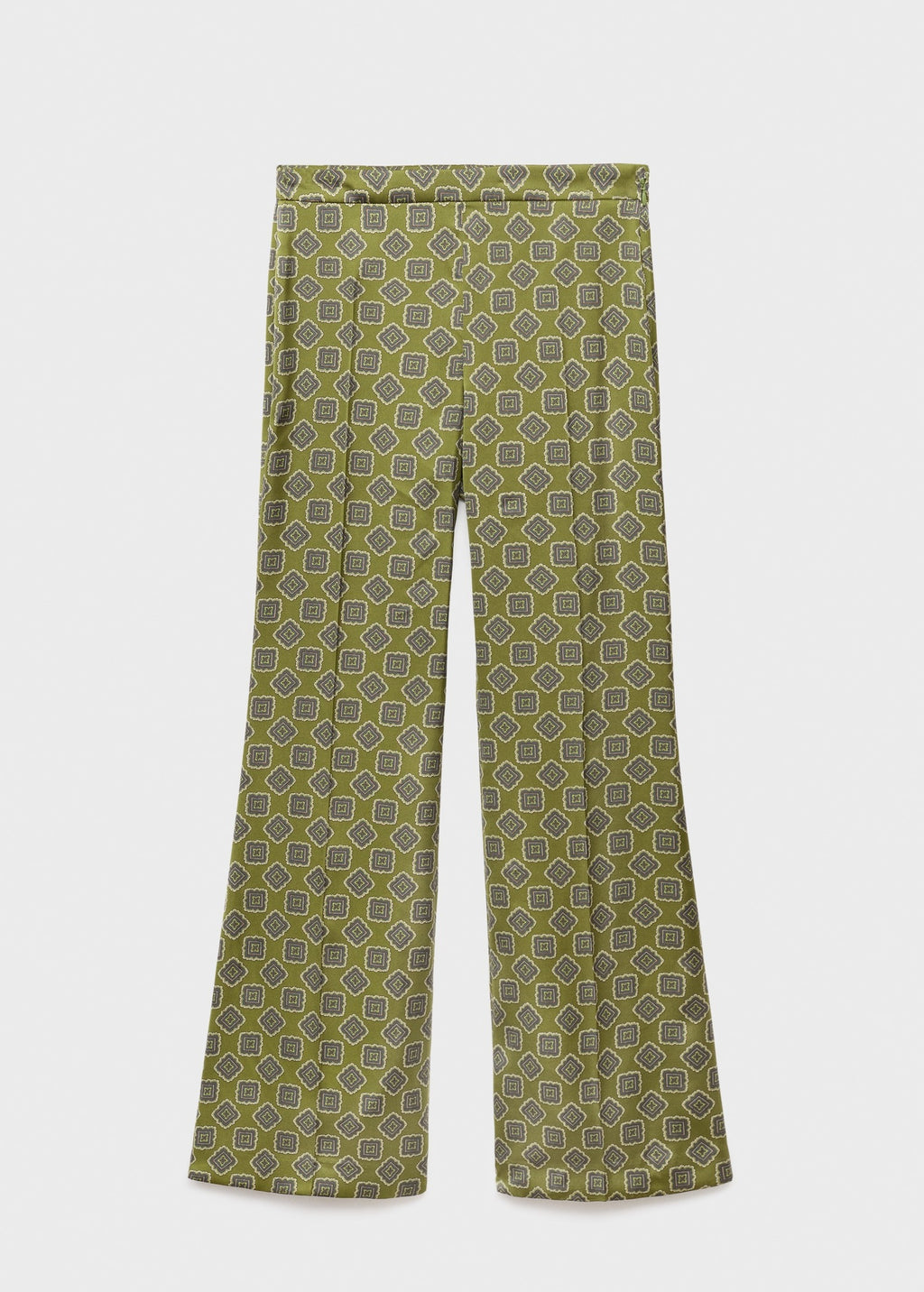 Geometric-Print Satin Trousers