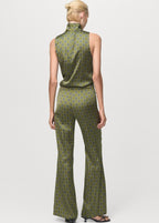 Geometric-Print Satin Trousers