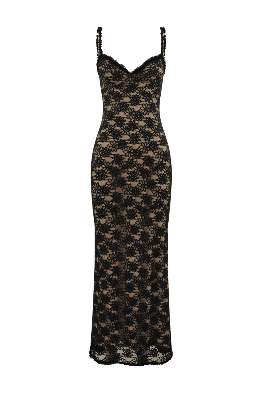 SARTA LACE MAXI DRESS - BLACK