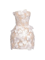 Embroidery Off Shoulder Sleeveless Gauze Floral Mini Dress