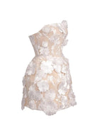 Embroidery Off Shoulder Sleeveless Gauze Floral Mini Dress