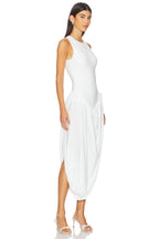 Side Slit Draped Midi Dress