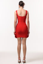 Sleeveless Diamond Flowers Red Mini Dress