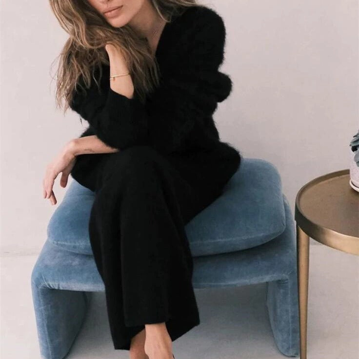 Faux Mink Knit Cardigan Sweater