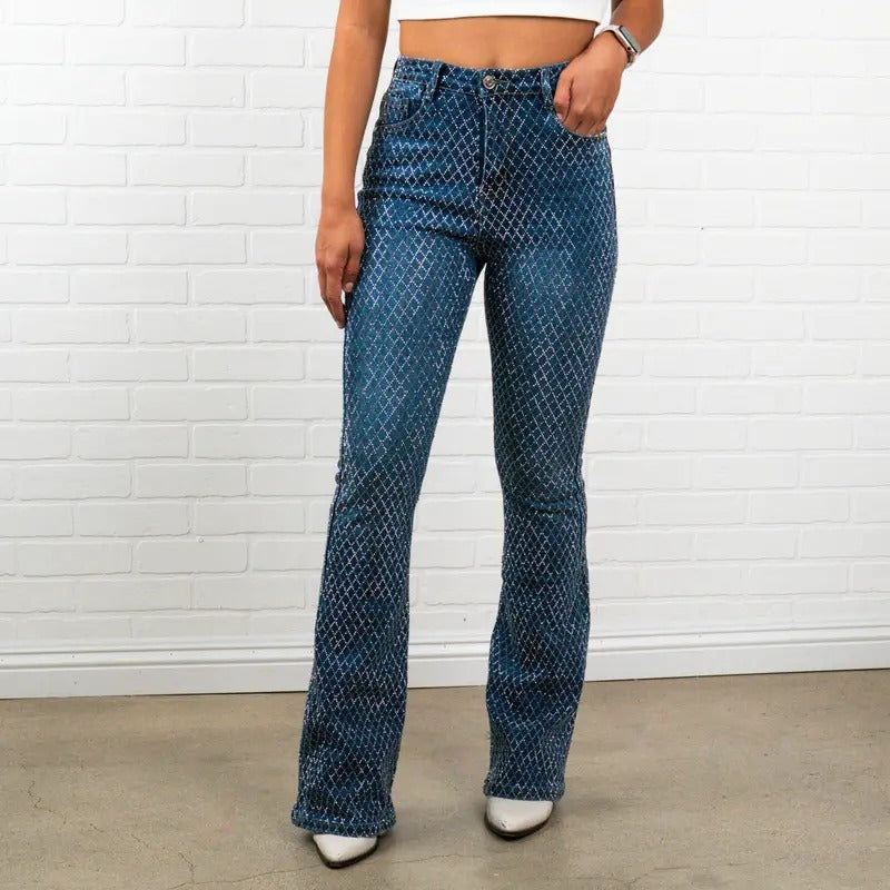 Rhinestone Flair bottom Jeans