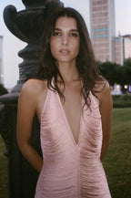 SHORT FRINGED HALTER DRESS