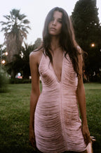 SHORT FRINGED HALTER DRESS