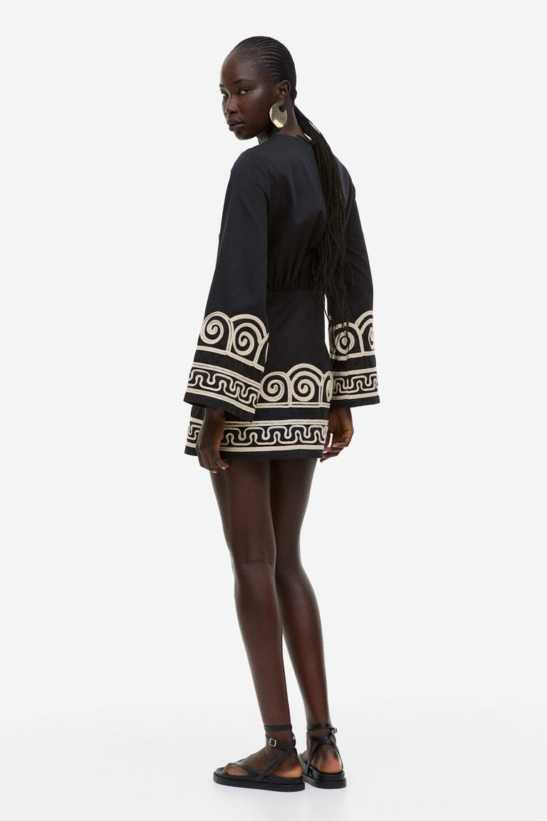 Embroidered Lyocell-Blend Mini Dress