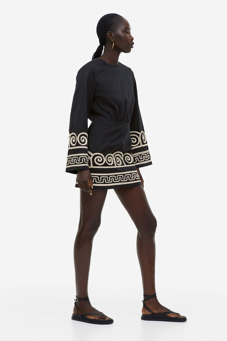 Embroidered Lyocell-Blend Mini Dress