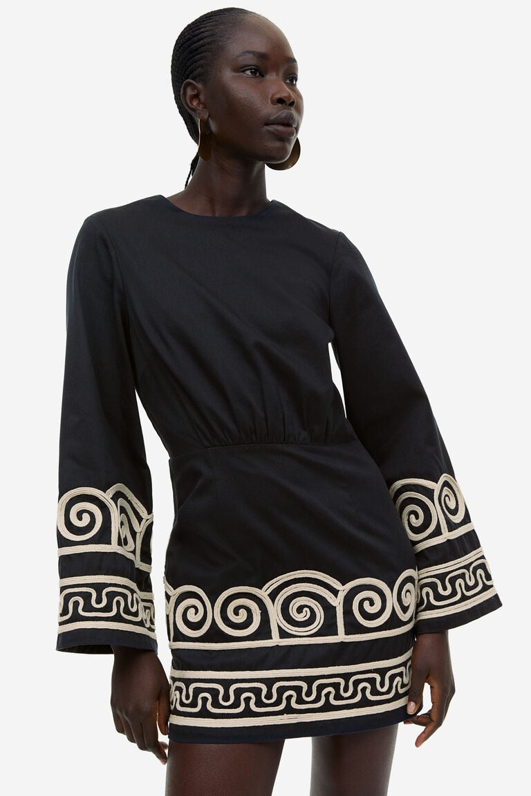 Embroidered Lyocell-Blend Mini Dress