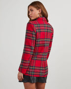 Eve Pocketed Plaid Blazer - Red