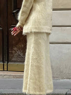 Cardigan Skirt Set - Apricot