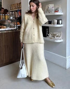 Cardigan Skirt Set - Apricot