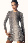 Long-Sleeve Open-Back Sequin Mini Dress