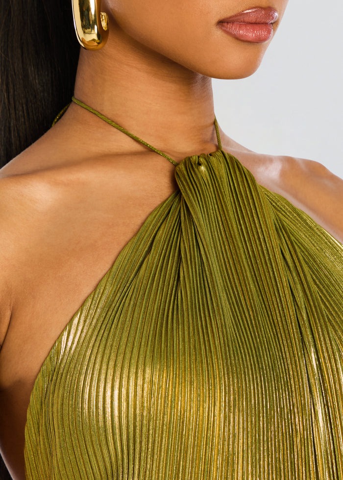 Thalia Dress -  Metallic Peridot