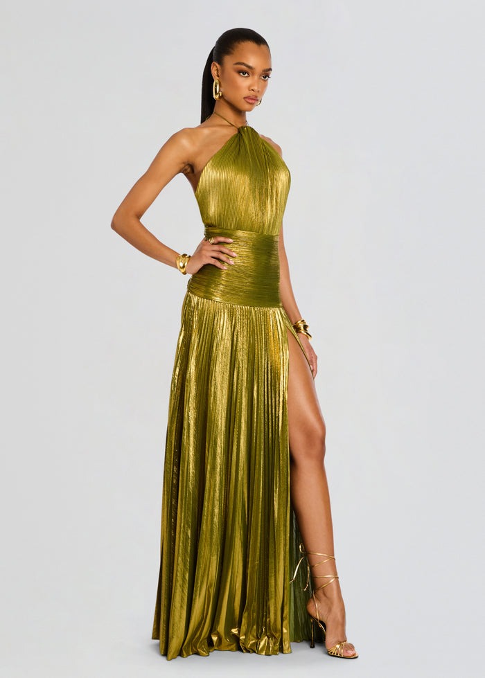 Thalia Dress -  Metallic Peridot