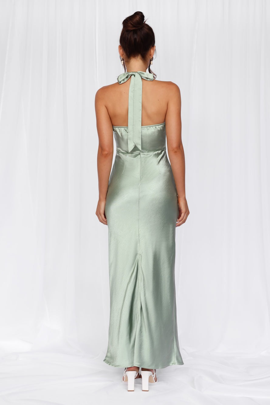 The Cleo Halter Satin Maxi Dress