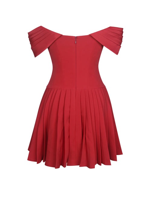 Off-Shoulder Sweetheart Drop Waist Mini Dress