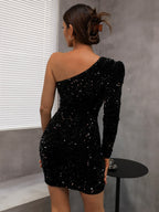 Saturday Night Black Mini Sequin Dress
