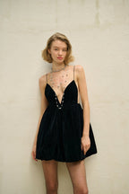 Velvet Spaghetti Strap Mini Dress