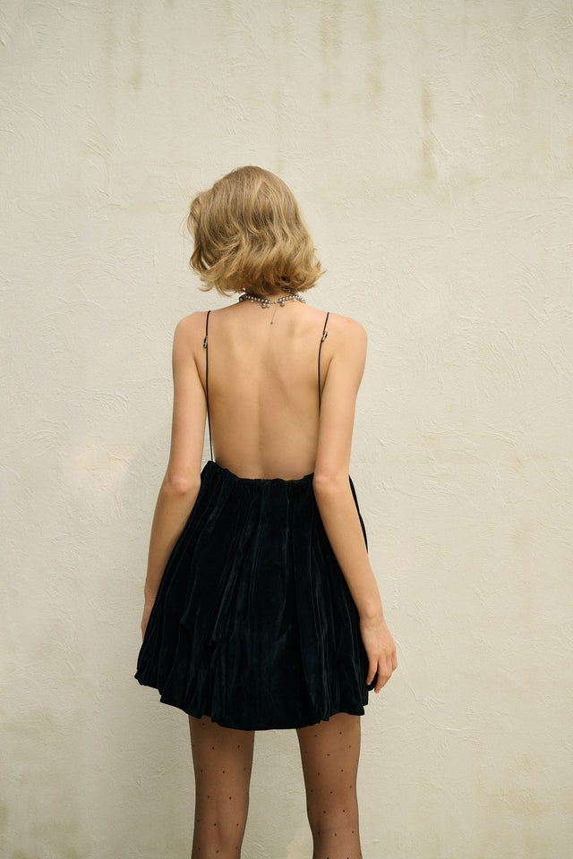 Velvet Spaghetti Strap Mini Dress
