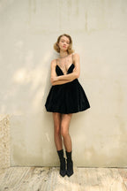 Velvet Spaghetti Strap Mini Dress