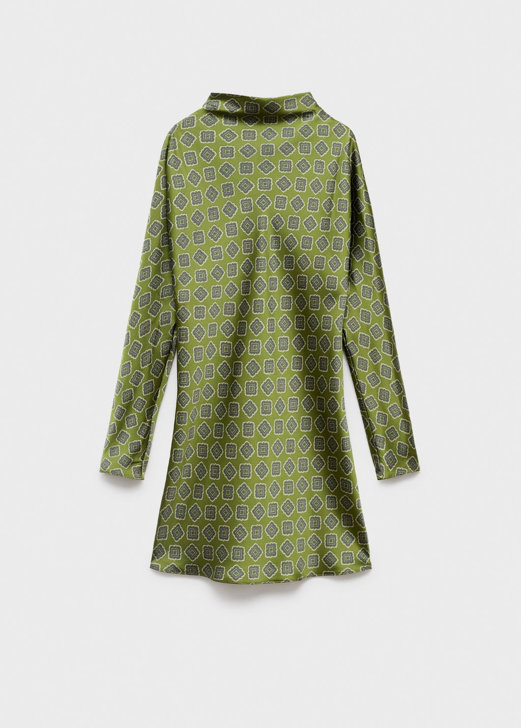 Satin Printed Mini Dress with Perkins Collar