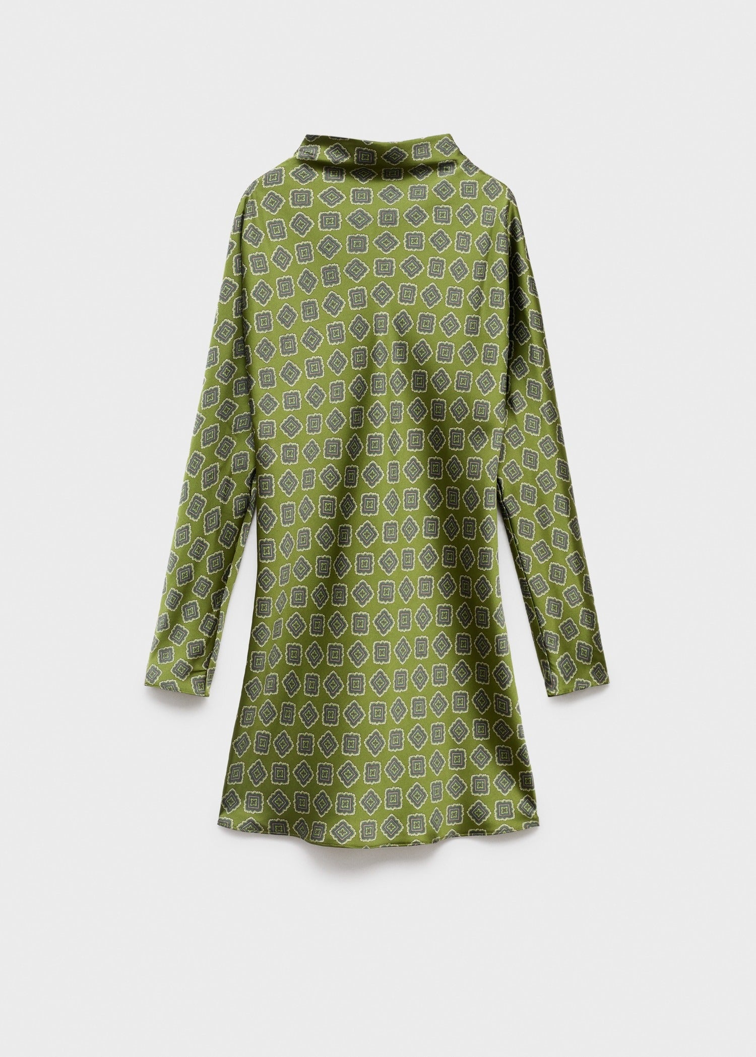 Satin Printed Mini Dress with Perkins Collar