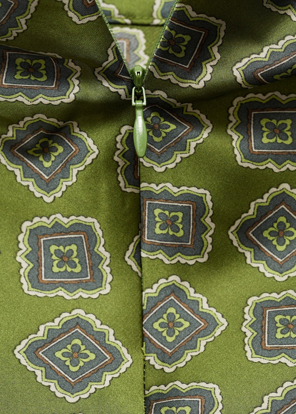 Satin Printed Mini Dress with Perkins Collar