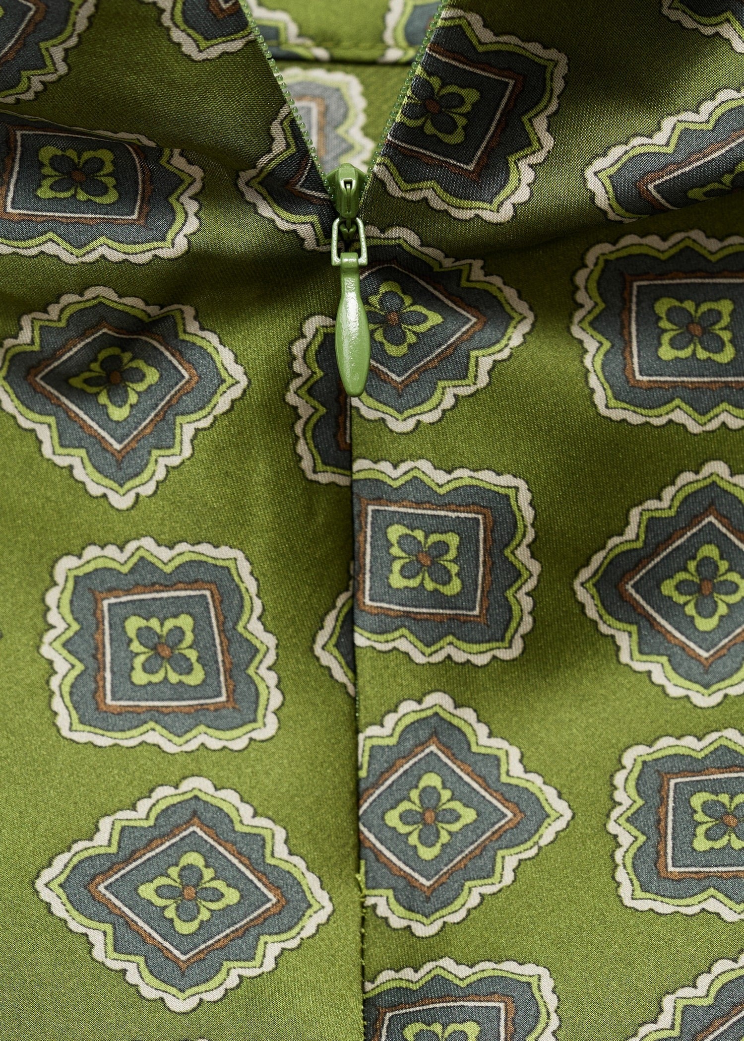 Satin Printed Mini Dress with Perkins Collar