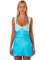 Two-Tone Satin Mini Dress Blue