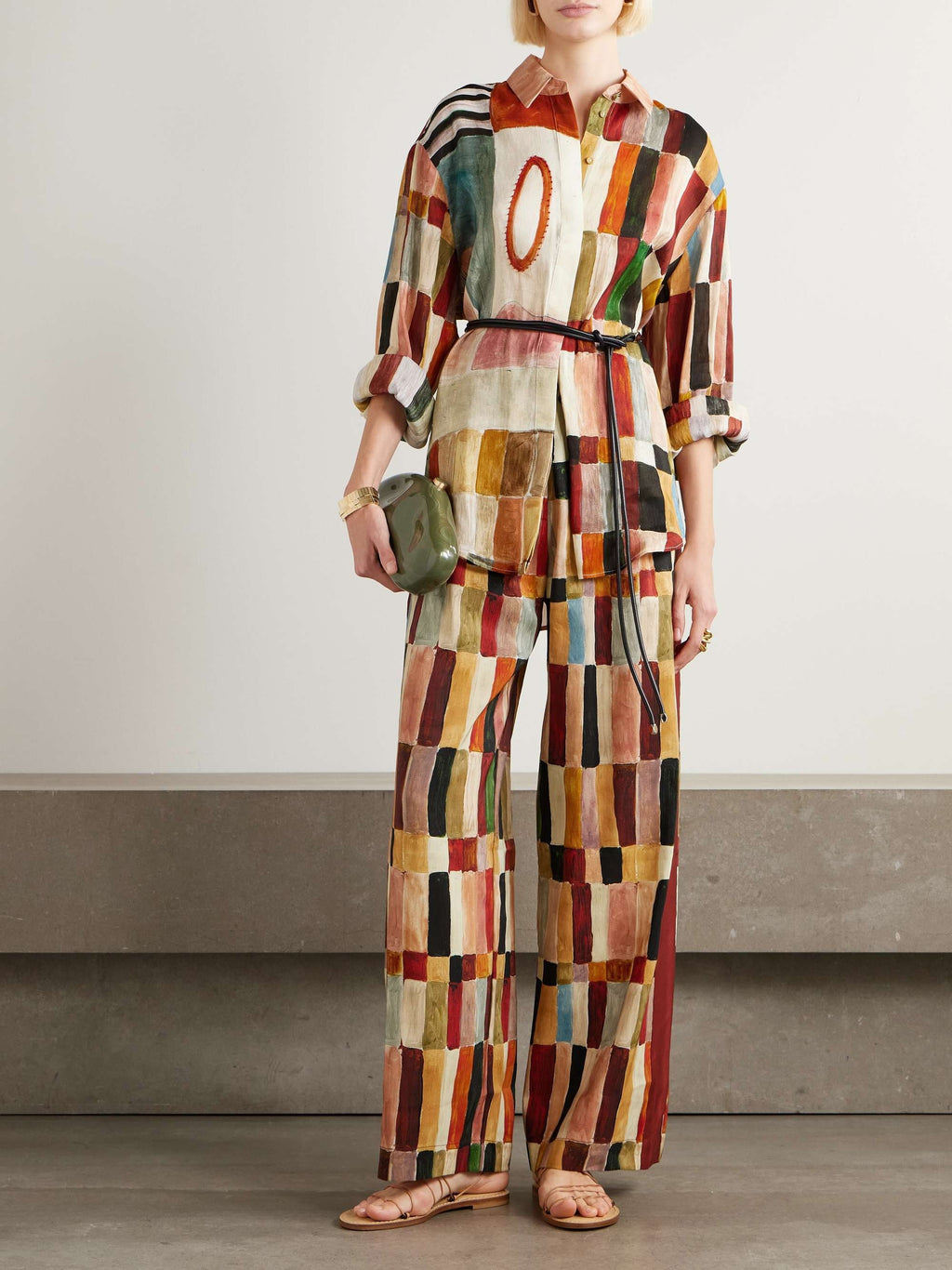 Majorelle Printed Linen and Silk-Blend Wide-Leg Pants