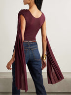 Burano cape-effect draped stretch-jersey bodysuit